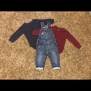 Oshkosh thermal long sleeves and overalls bundle